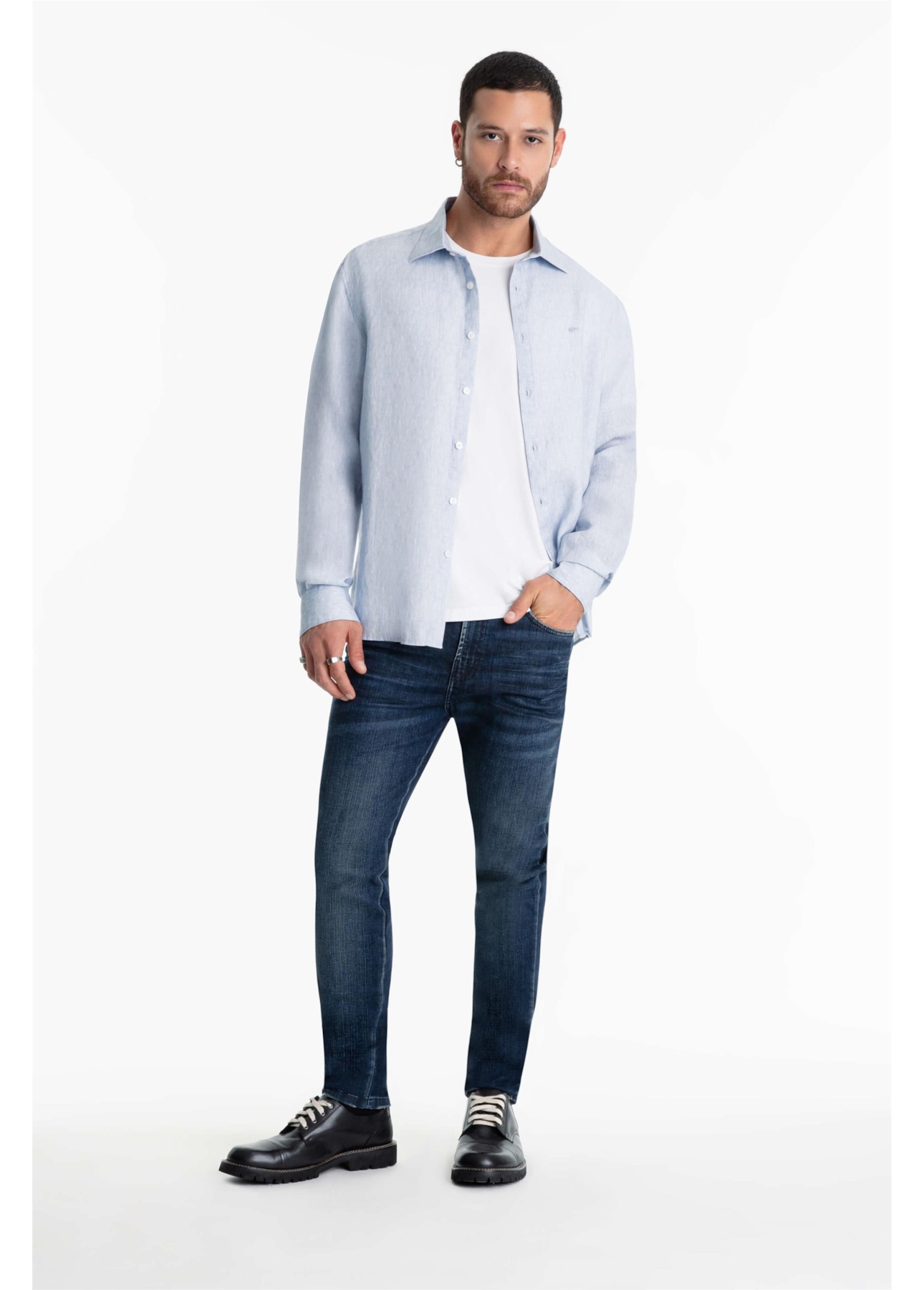 Camisa Linen Lighthouse Classic Azul Bic