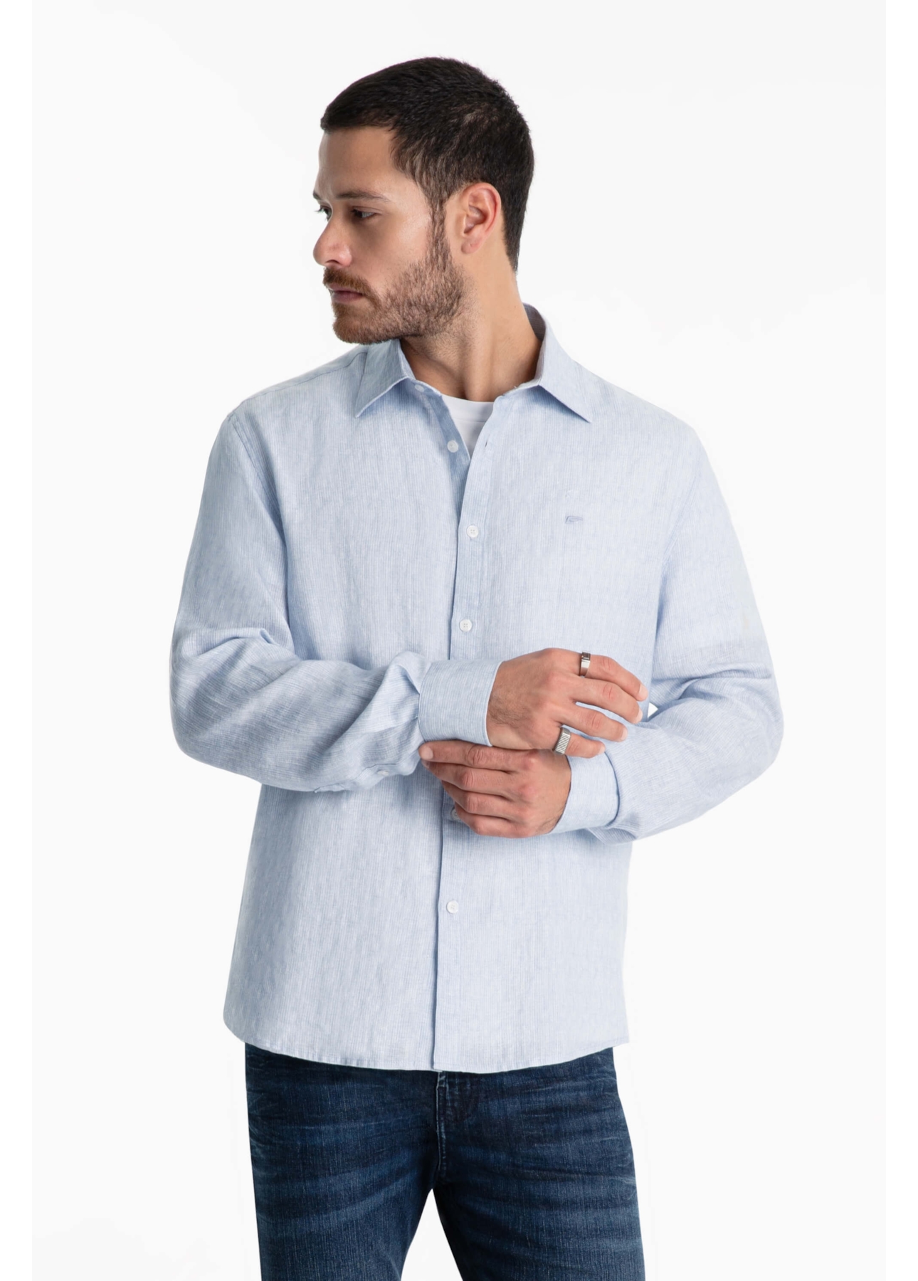 Camisa Linen Lighthouse Classic Azul Bic