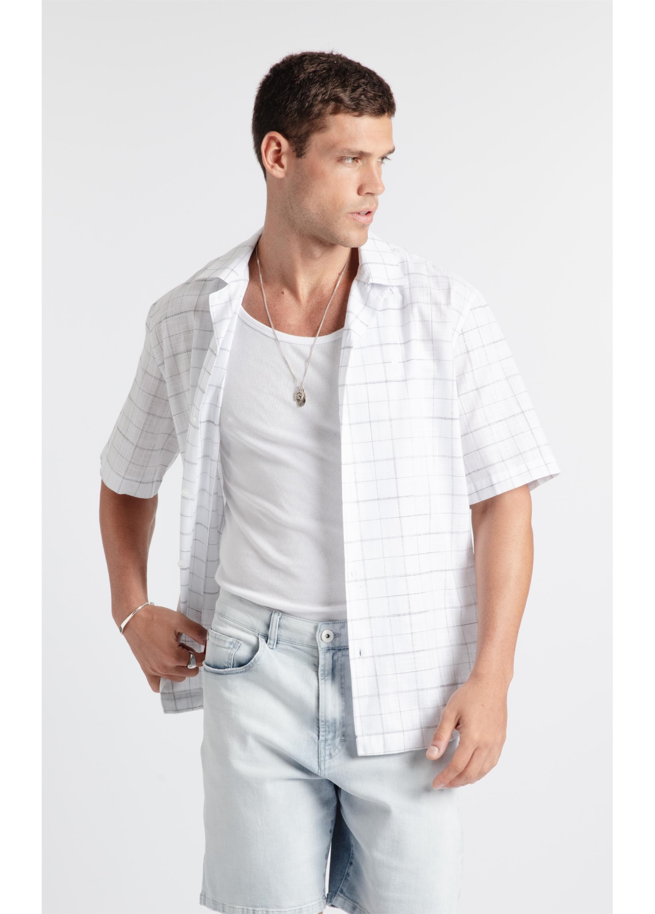 Camisa Linen Like Austin Vintage Hawai Branco
