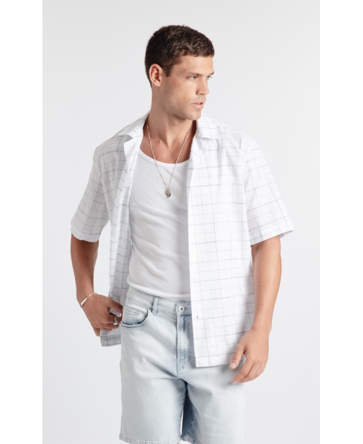 Camisa Linen Like Austin Vintage Hawai Branco