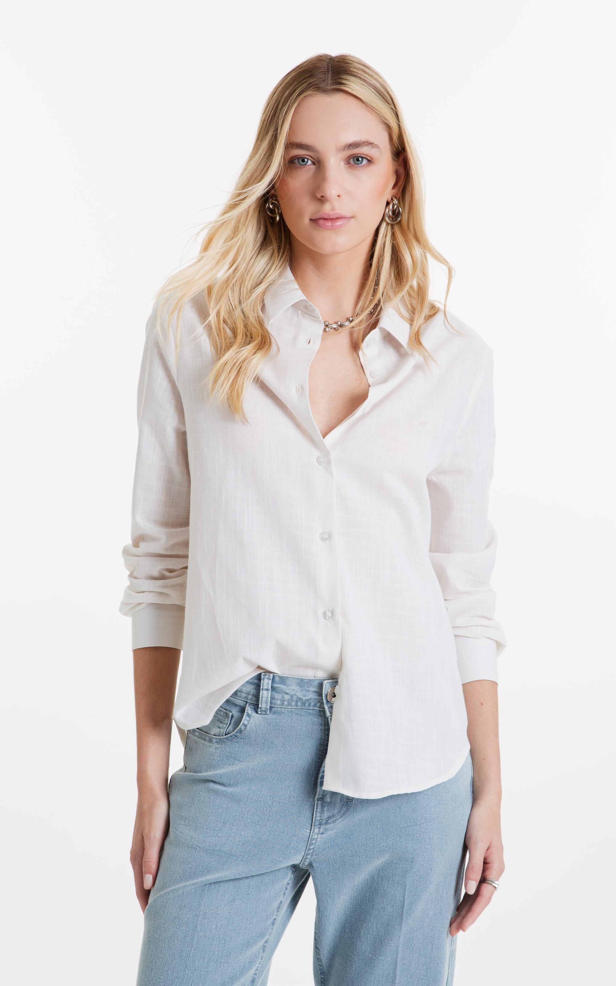 Camisa Linen Like Classic Xangai Fusioned Ml Natural