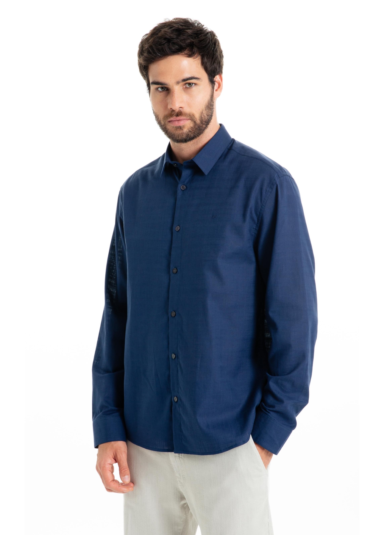 Camisa Linen Like Classic Xangai Ml Dark Navy