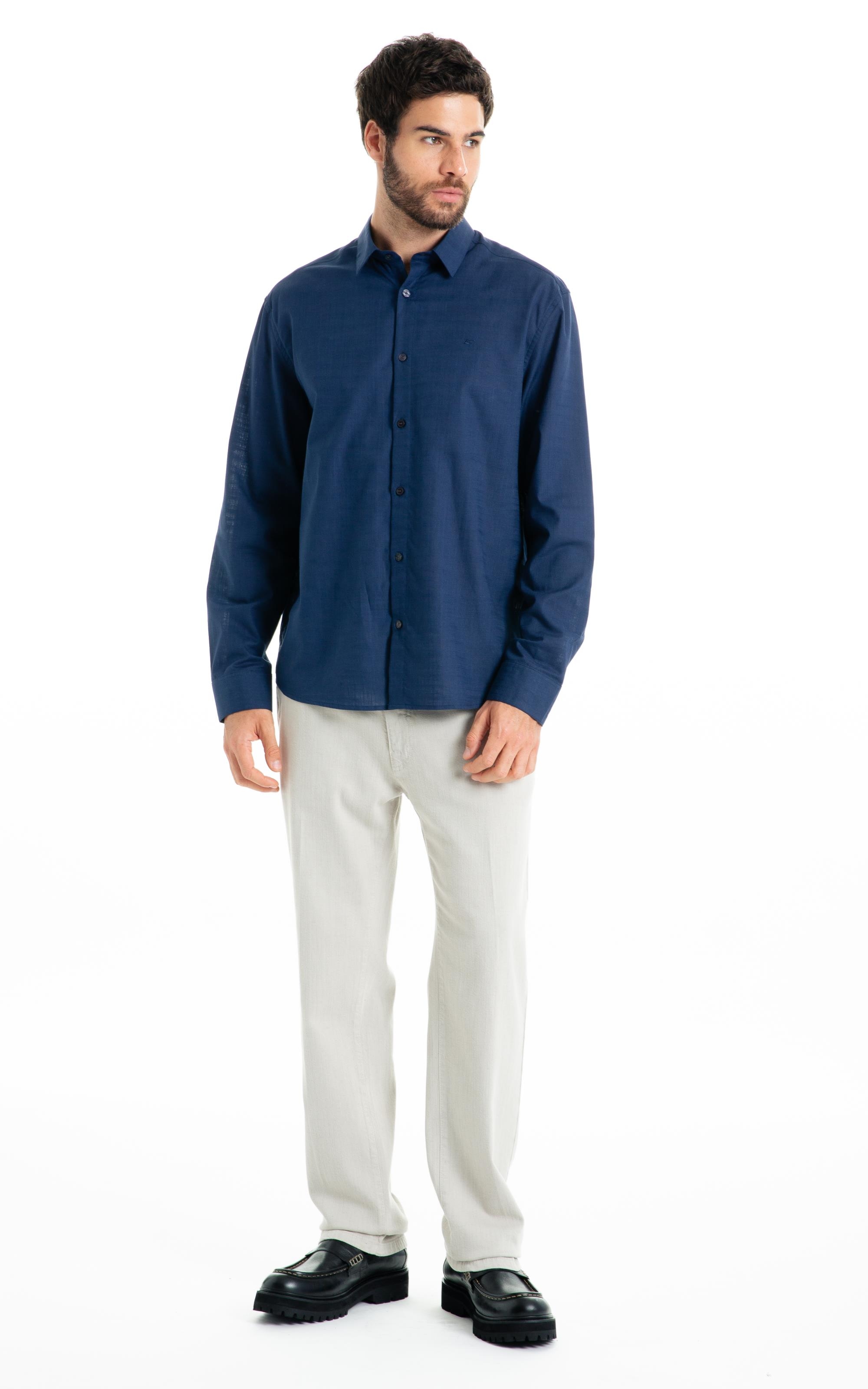 Camisa Linen Like Classic Xangai Ml Dark Navy