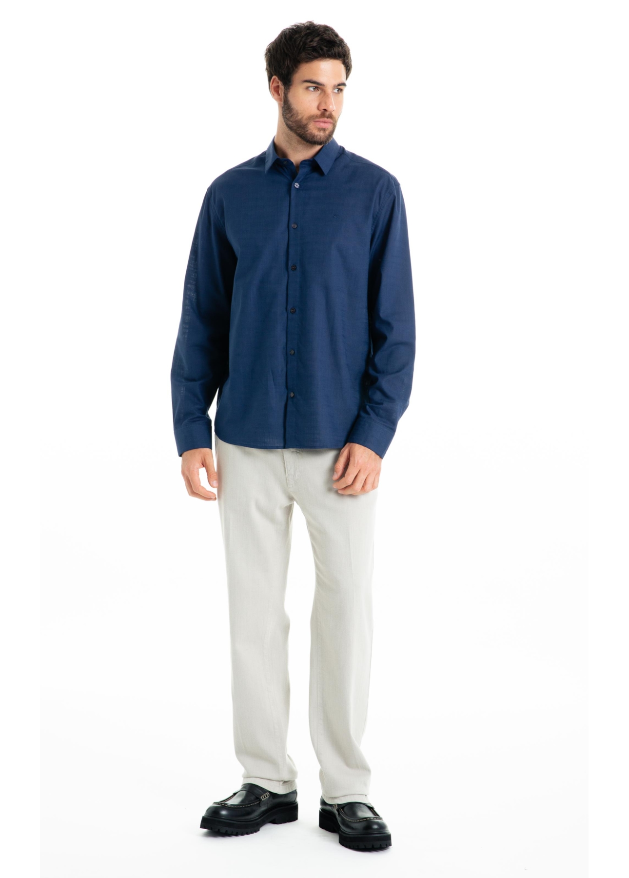 Camisa Linen Like Classic Xangai Ml Dark Navy