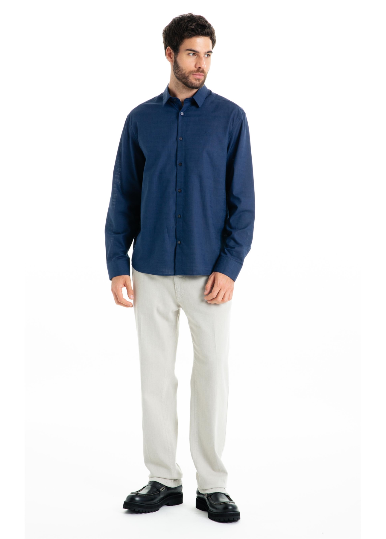 Camisa Linen Like Classic Xangai Ml Dark Navy