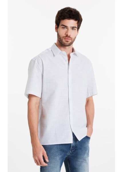 Camisa Linen Like Sacramento Xadrez Vintage Branco