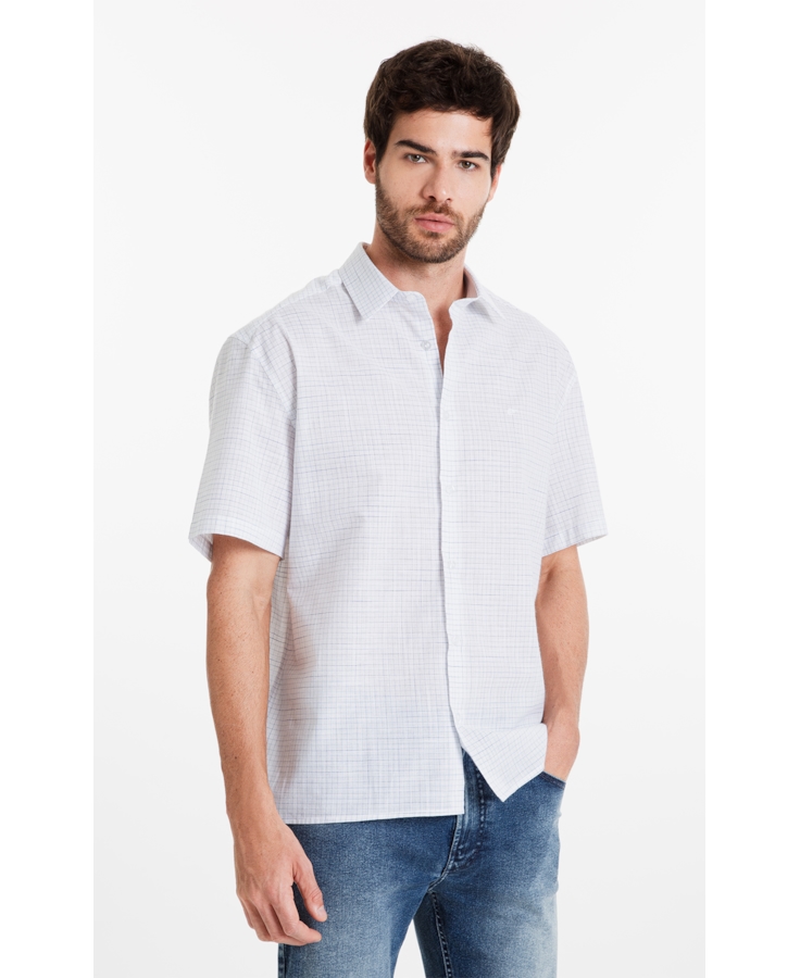 Camisa Linen Like Sacramento Xadrez Vintage Branco
