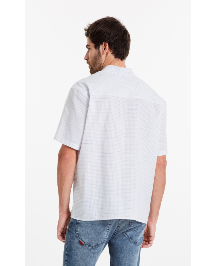Camisa Linen Like Sacramento Xadrez Vintage Branco