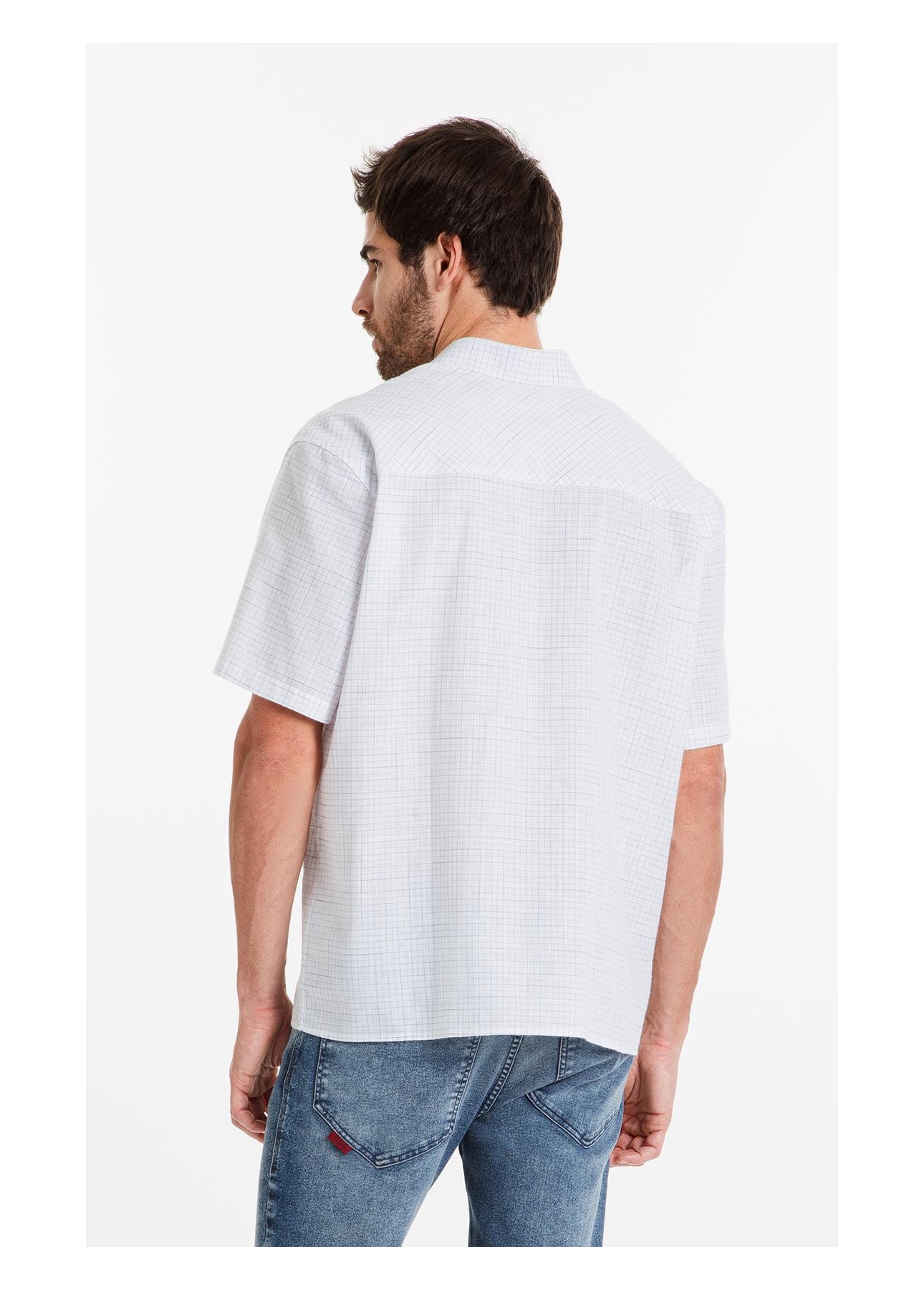 Camisa Linen Like Sacramento Xadrez Vintage Branco