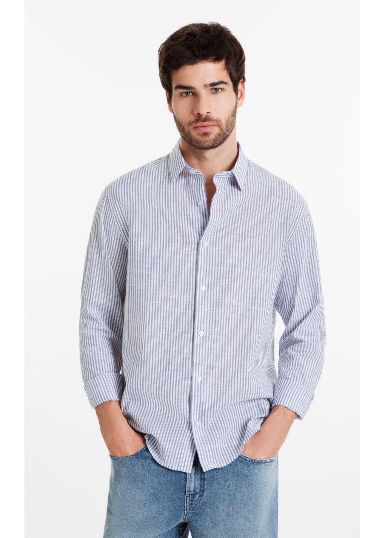Camisa Linen Like Santa Ana Classic Xangai Marinho