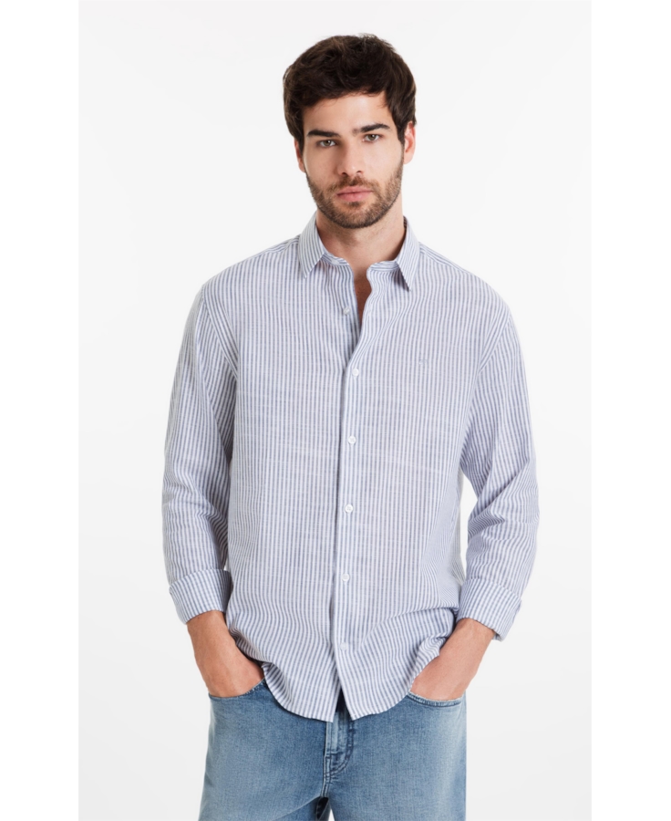 Camisa Linen Like Santa Ana Classic Xangai Marinho
