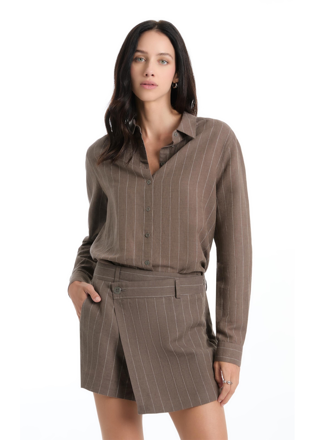 Camisa Linen Straight Stripes Petit Tabaco