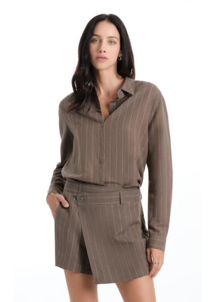 Camisa Linen Straight Stripes Petit Tabaco