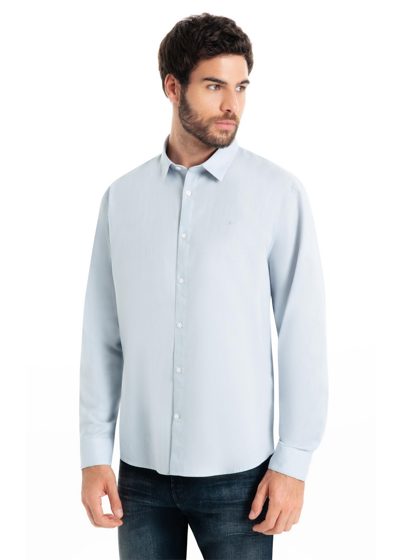 Camisa Linho Blend Anatomic Azul Claro