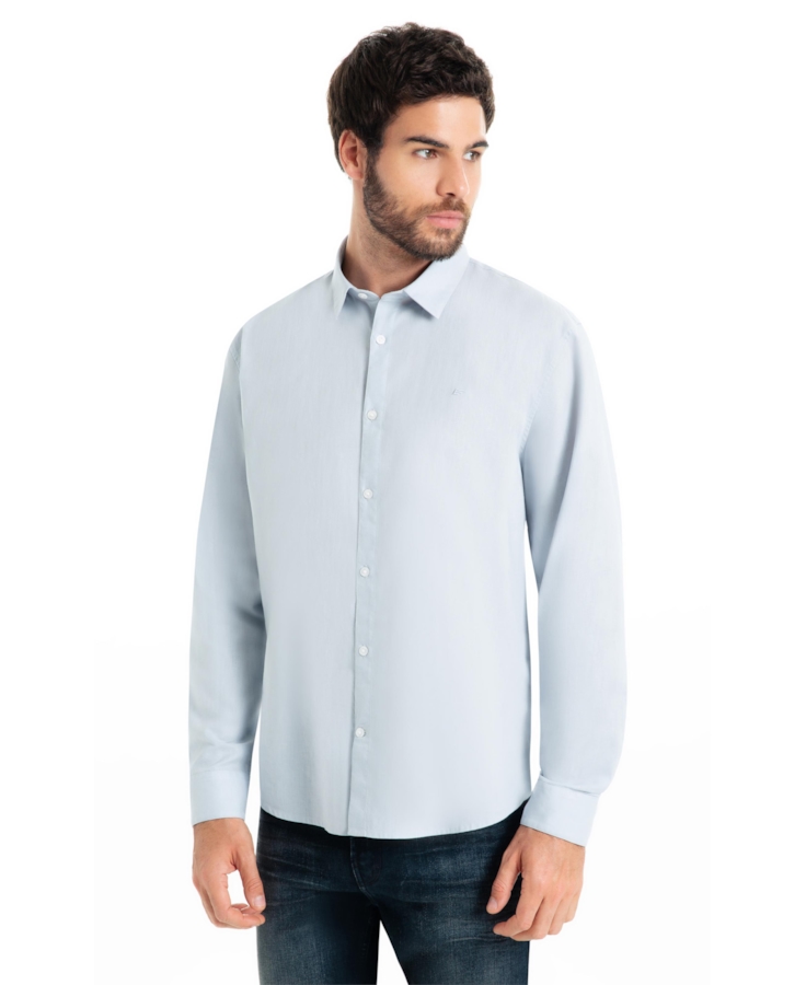 Camisa Linho Blend Anatomic Azul Claro