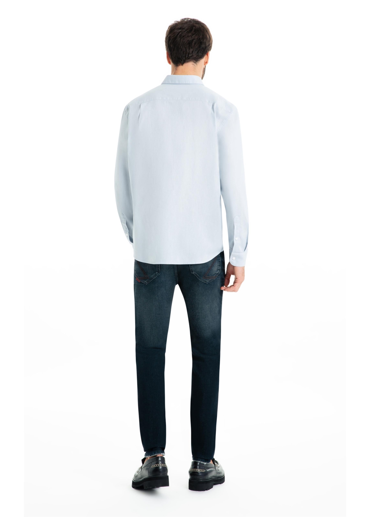 Camisa Linho Blend Anatomic Azul Claro
