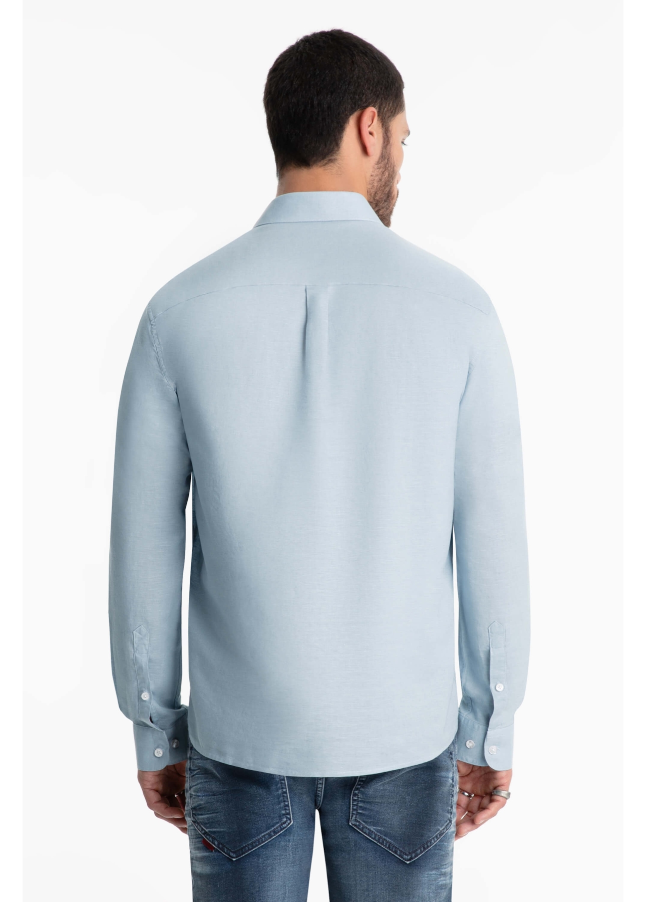 Camisa Linho Blend Classic Anatomic Azul Claro