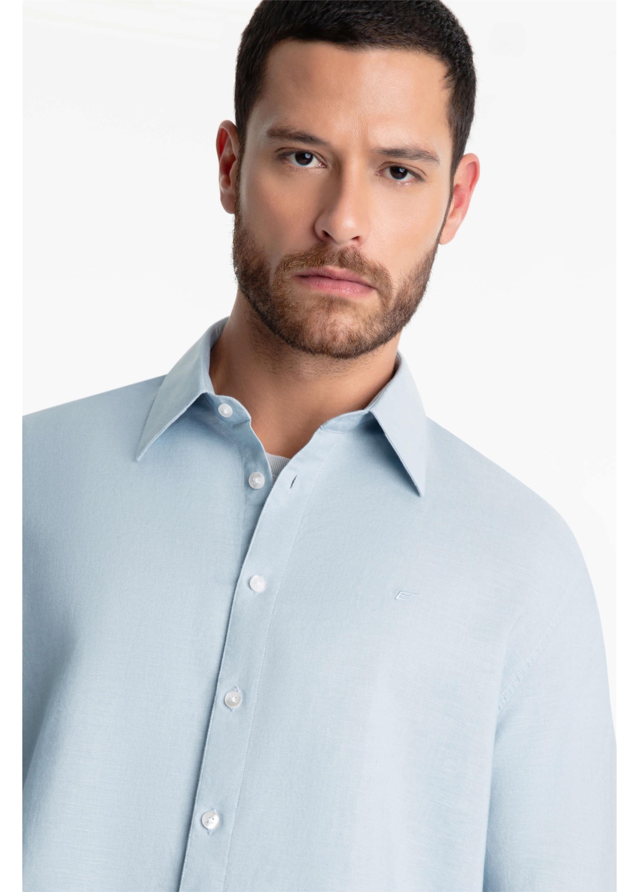 Camisa Linho Blend Classic Anatomic Azul Claro