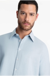Camisa Linho Blend Classic Anatomic Azul Claro