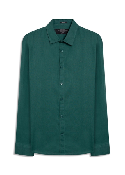 Camisa Linho Blend Classic Anatomic Verde Escuro