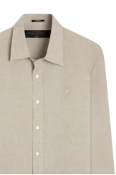 Camisa Linho Blend Cross Dye Cinza Claro