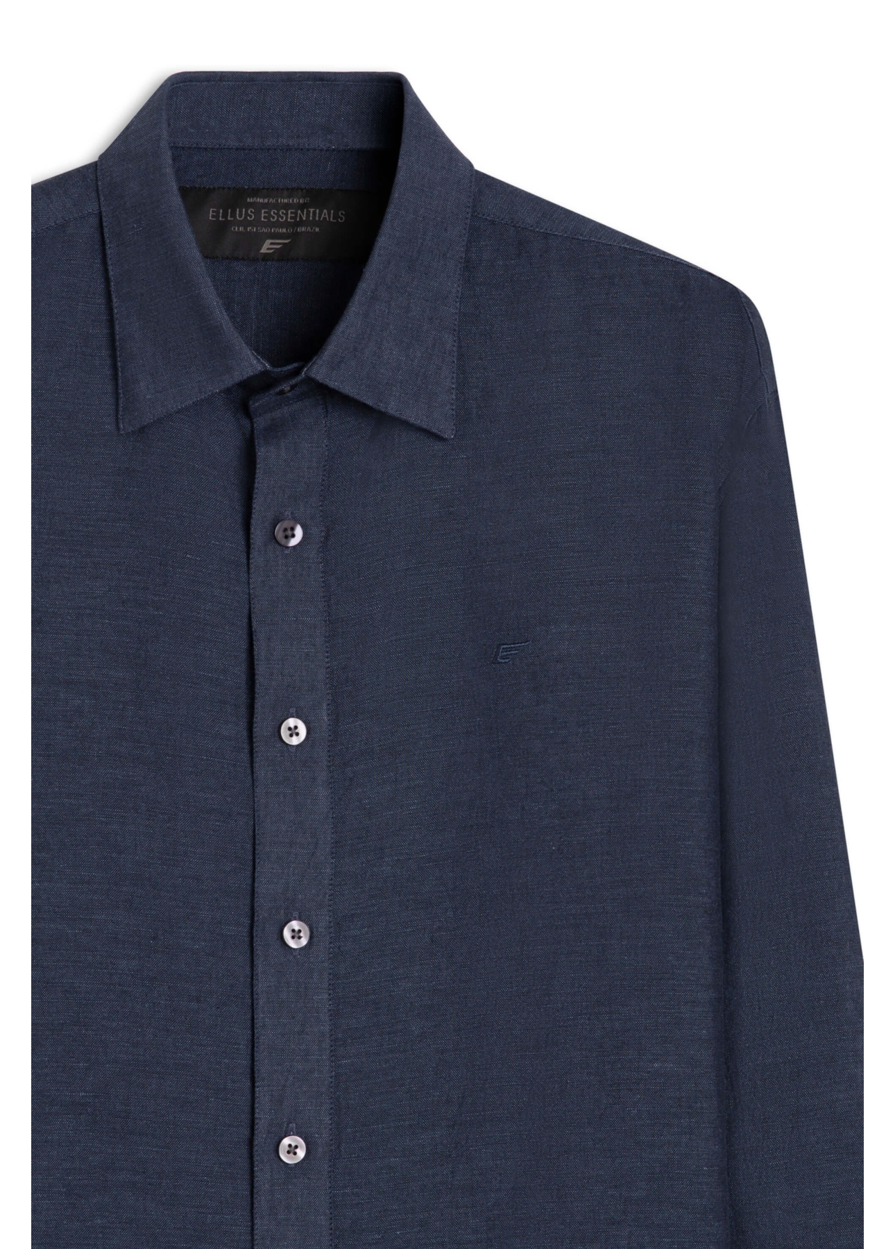 Camisa Linho Blend Cross Dye Dark Navy