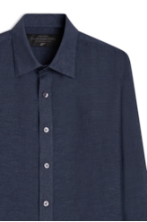 Camisa Linho Blend Cross Dye Dark Navy