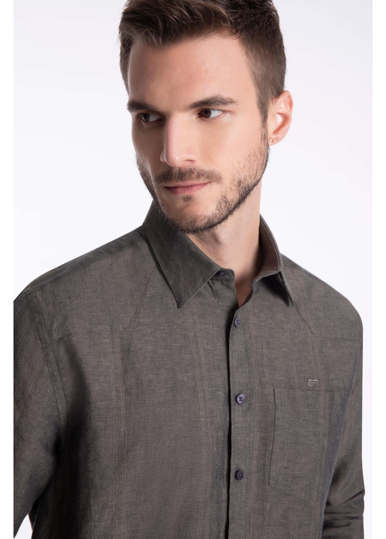 Camisa Linho Blend Houston Irish Verde Escuro