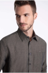 Camisa Linho Blend Houston Irish Verde Escuro