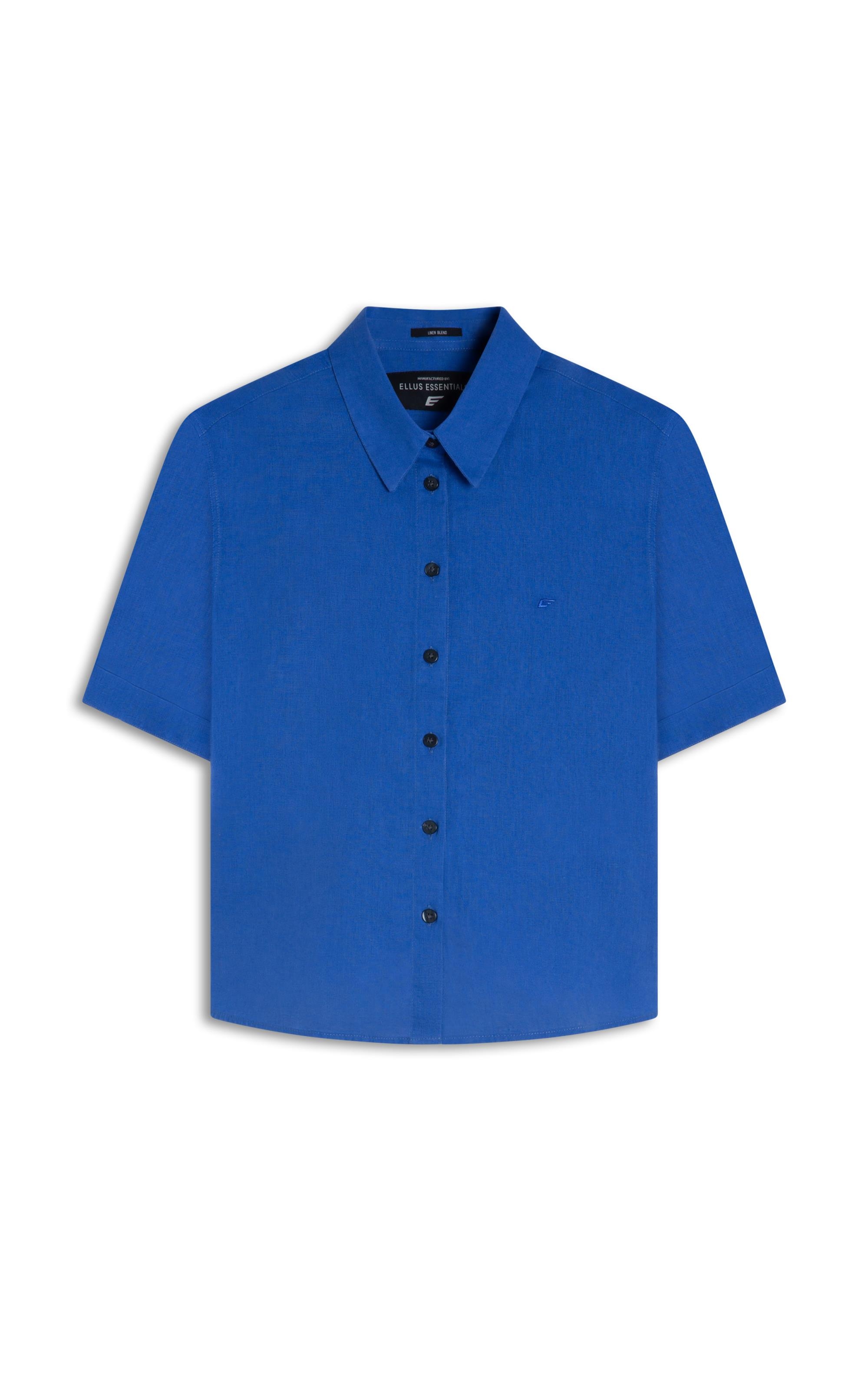 Camisa Linho Blend Loose Azul Bic