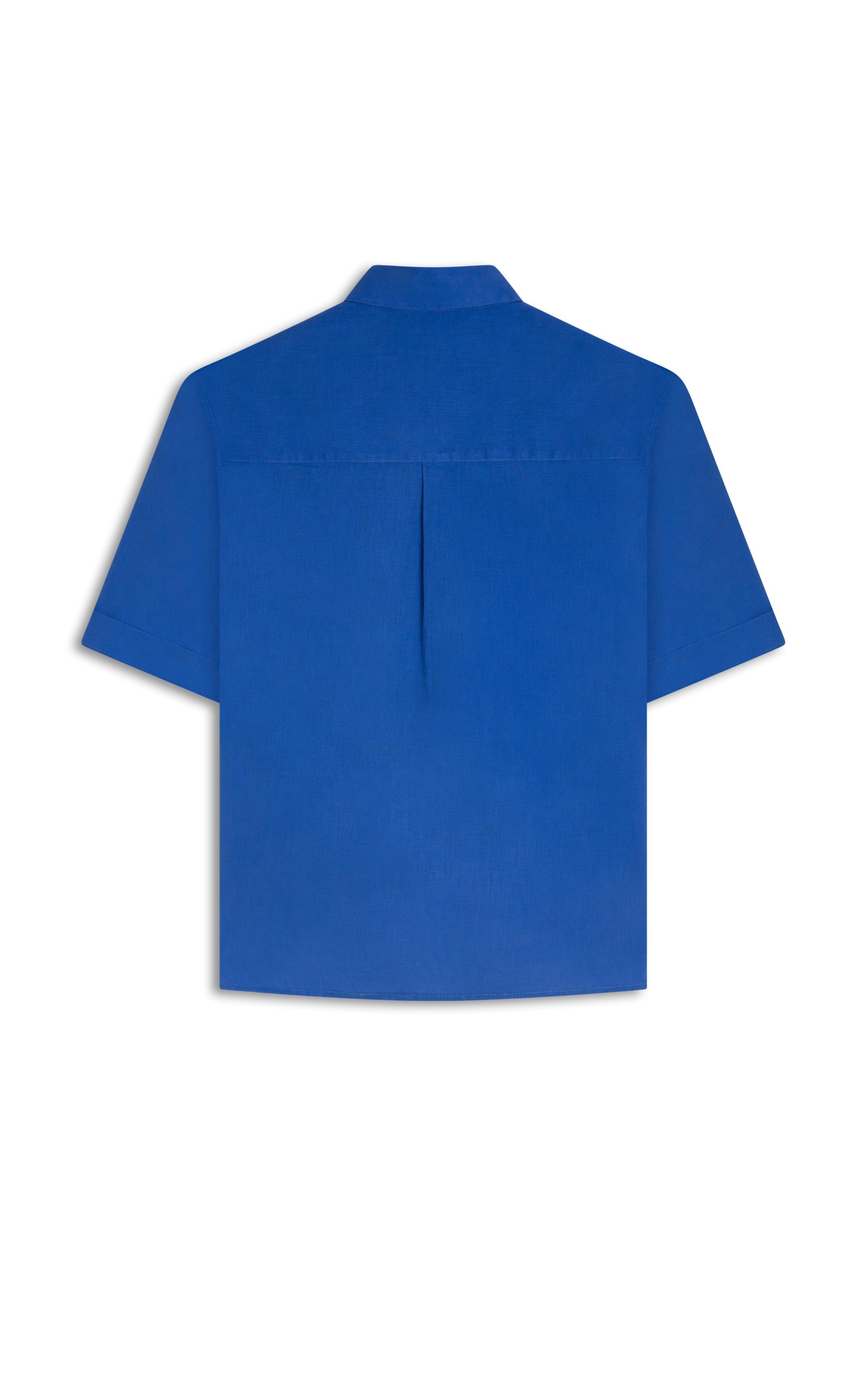 あお Camisa Linho Blend Loose Azul Bic