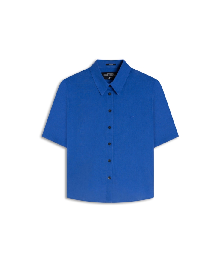 Camisa Linho Blend Loose Azul Bic