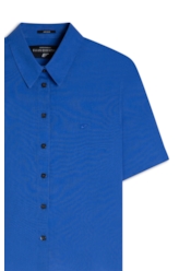 Camisa Linho Blend Loose Azul Bic