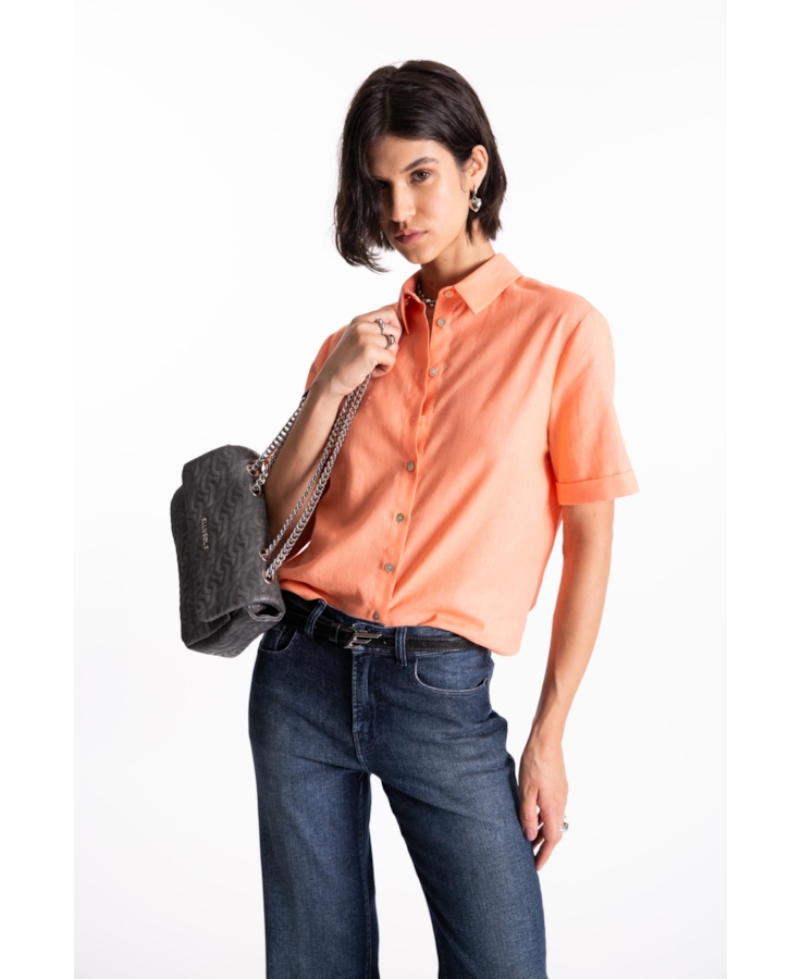 Camisa Linho Blend Loose  Pessego