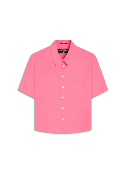Camisa Linho Blend Loose Rosa Gum