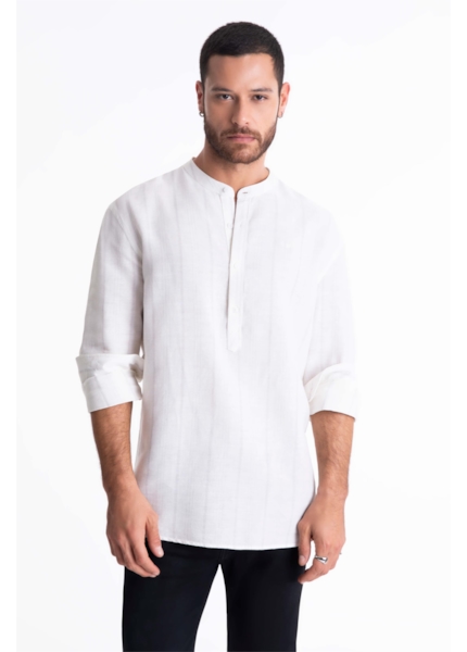 Camisa Linho Blend Malfatti Branco