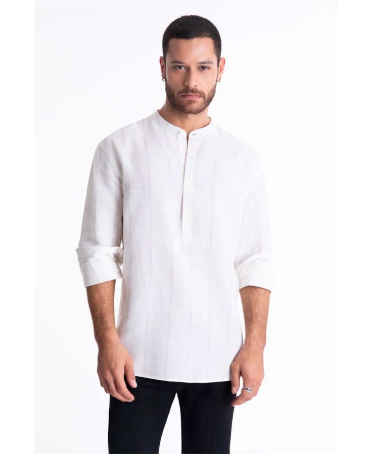 Camisa Linho Blend Malfatti Branco