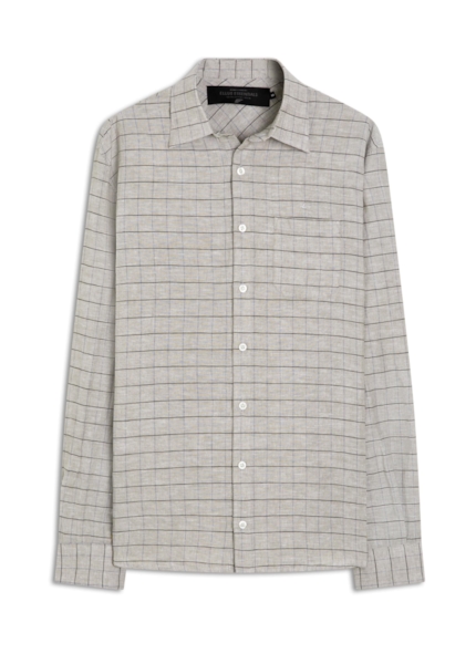 Camisa Linho Blend Ruoshu Classic Italian Mouse Cinza