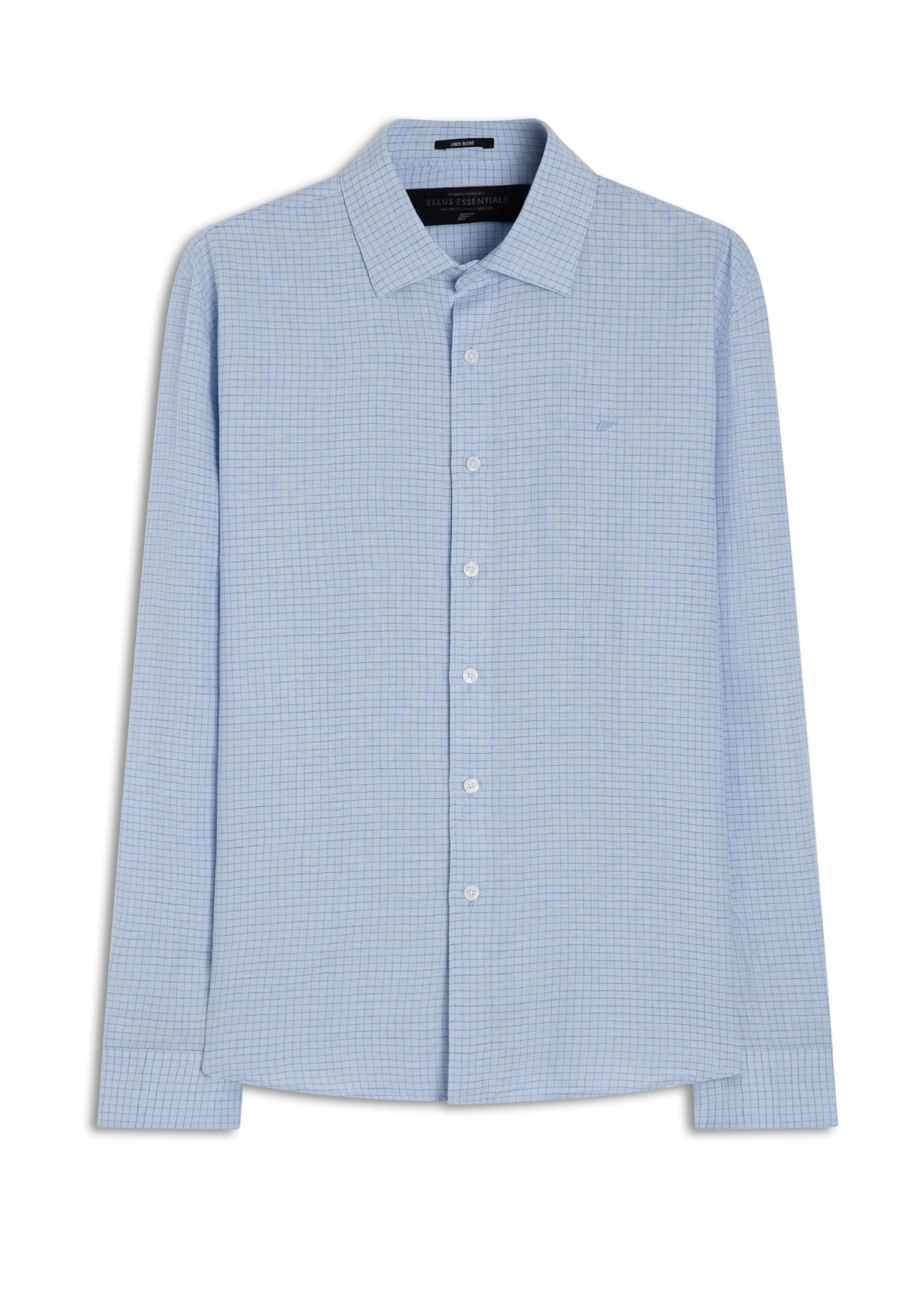 Camisa Linho Blend Seaside Plaid Italian Azul Claro