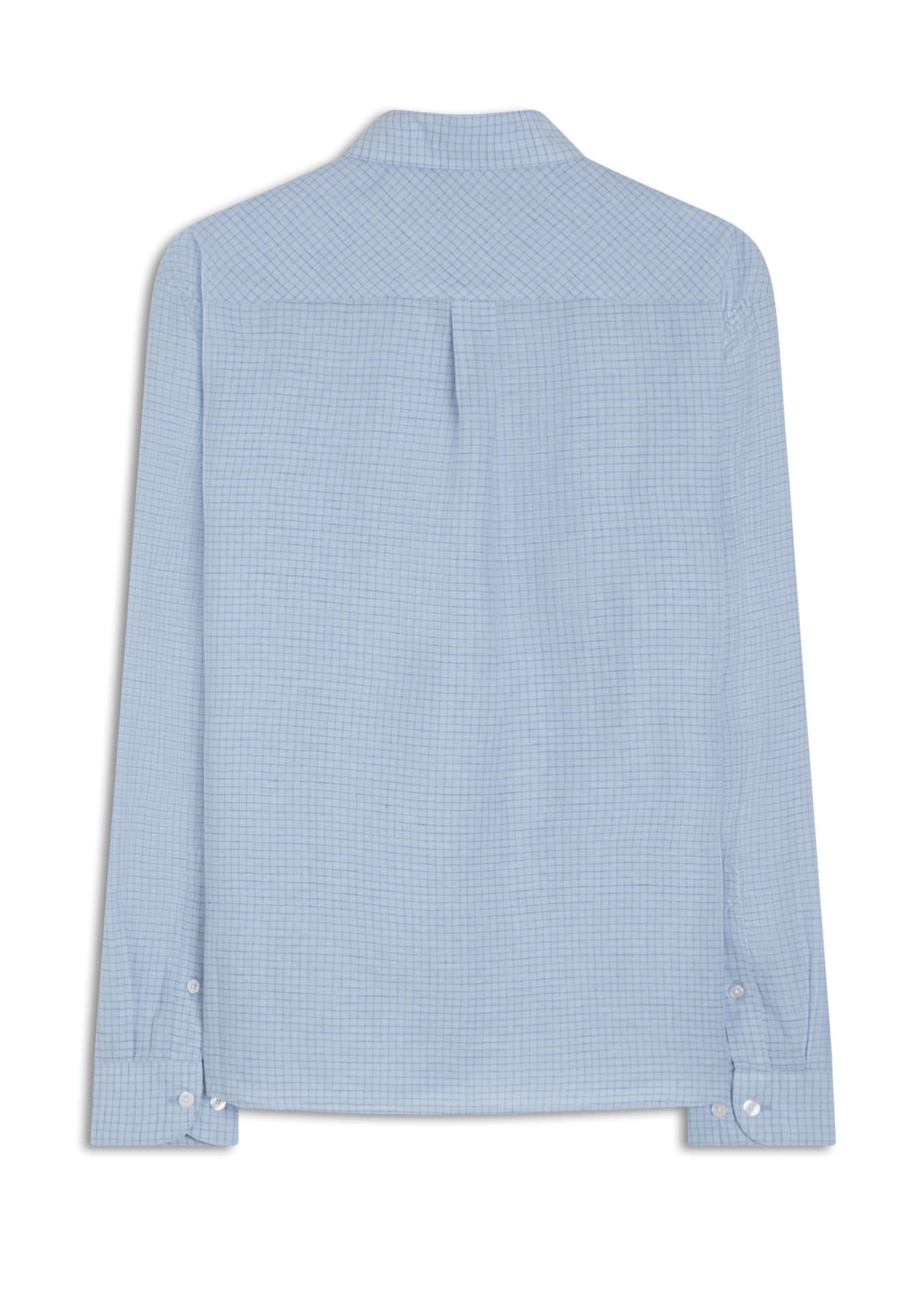 Camisa Linho Blend Seaside Plaid Italian Azul Claro