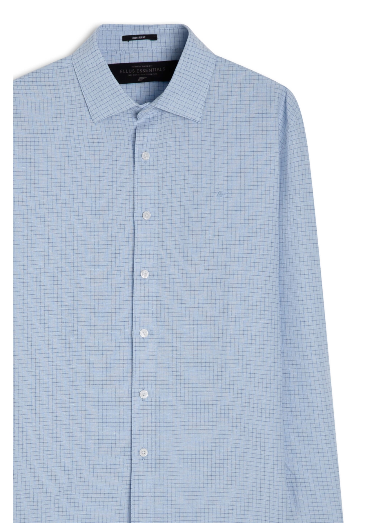 Camisa Linho Blend Seaside Plaid Italian Azul Claro