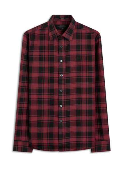 Camisa Linho Blend Xadrez Madra Bordeaux