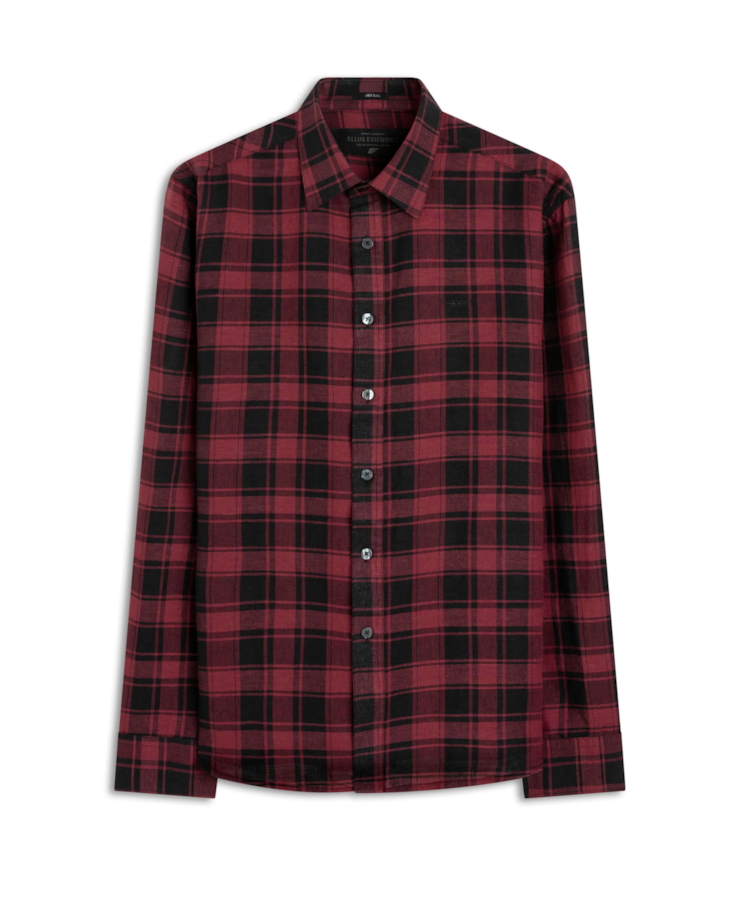 Camisa Linho Blend Xadrez Madra Bordeaux