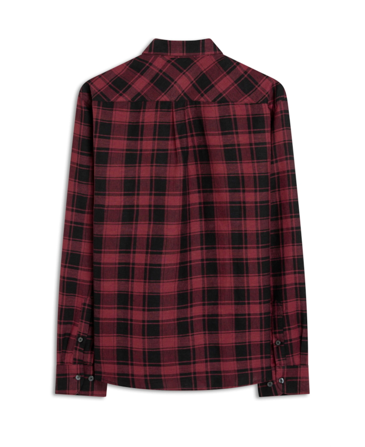 Camisa Linho Blend Xadrez Madra Bordeaux