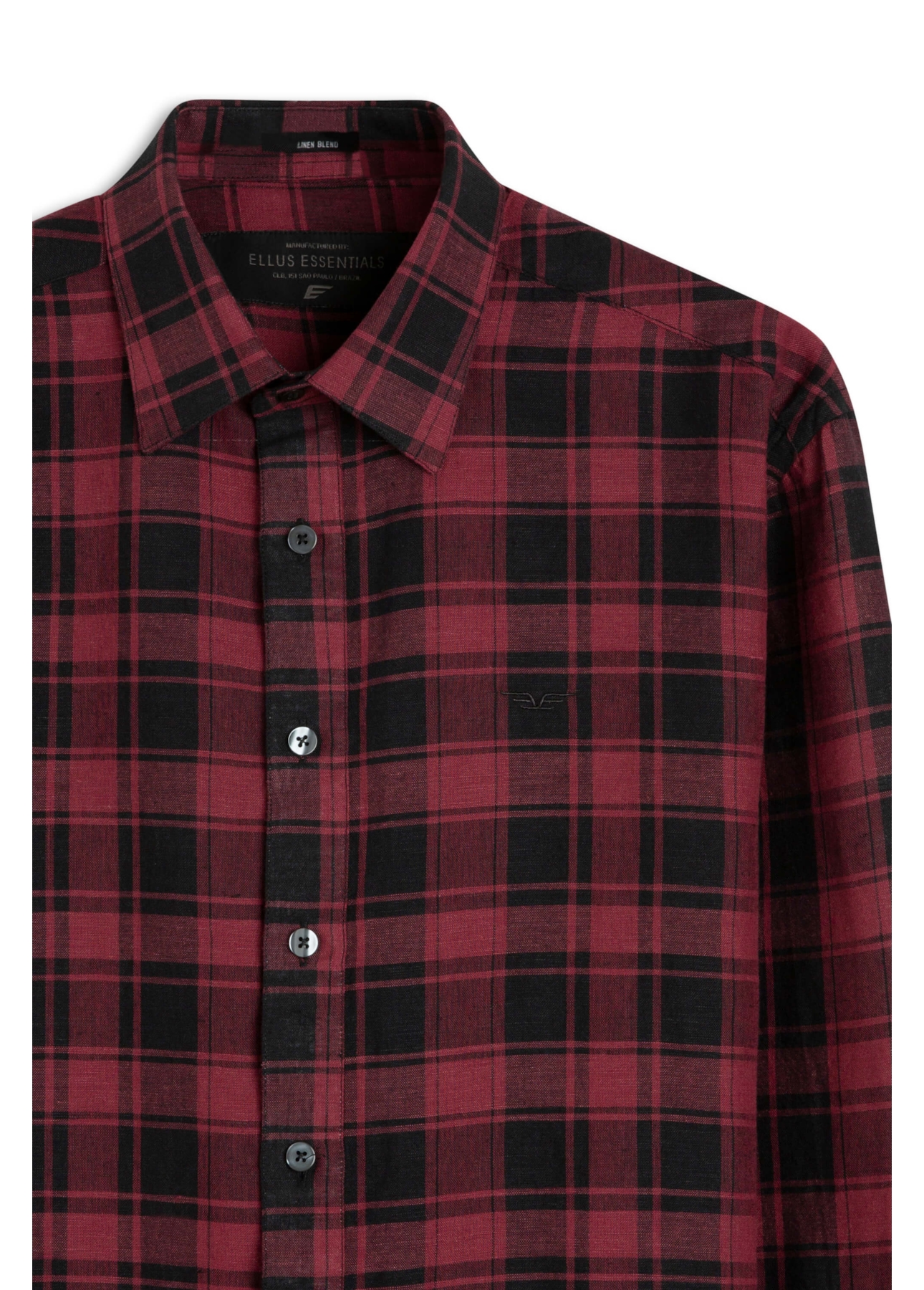 Camisa Linho Blend Xadrez Madra Bordeaux