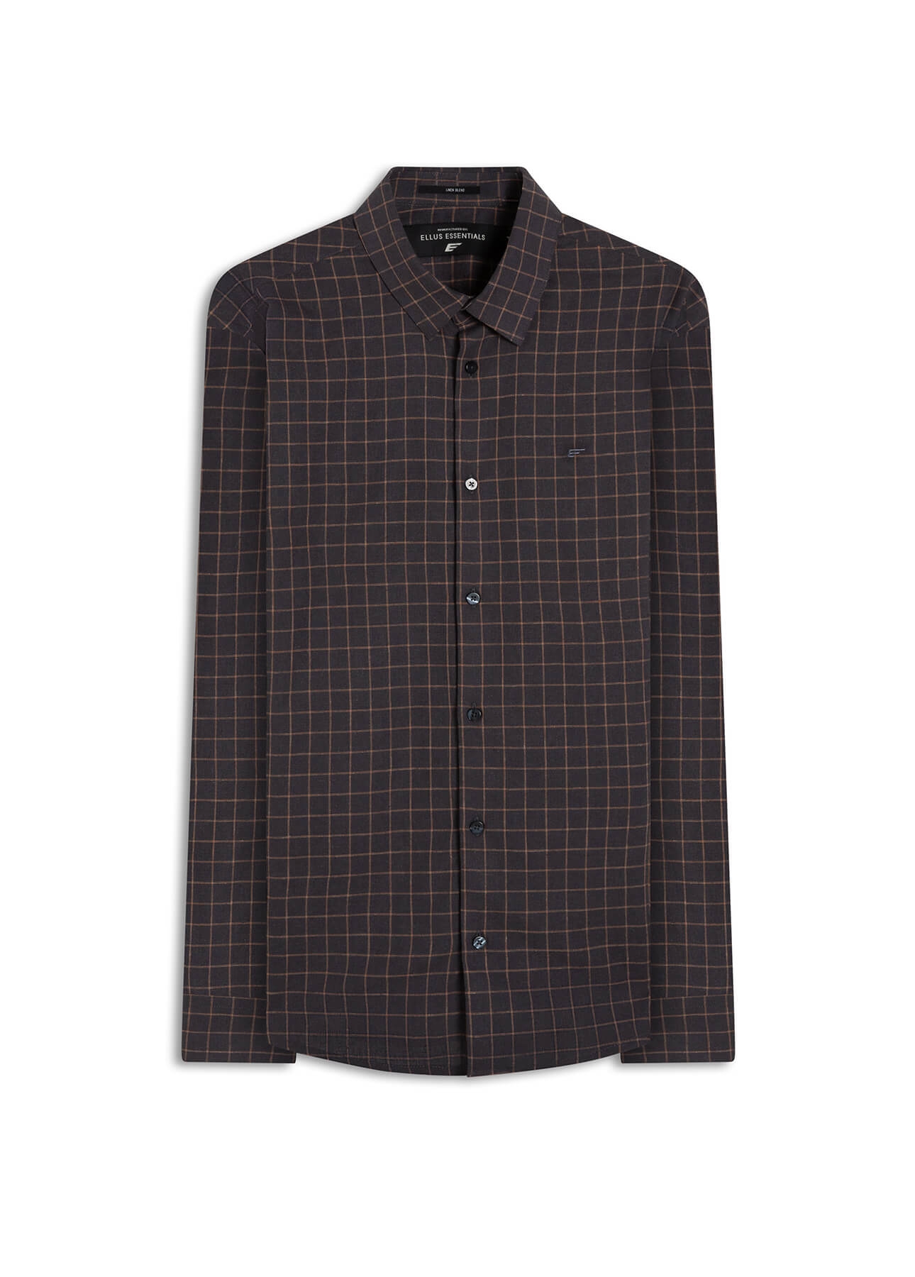 Camisa Linho Blend Xadrez Monza  Xangai Chumbo Mescla