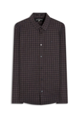 Camisa Linho Blend Xadrez Monza  Xangai Chumbo Mescla