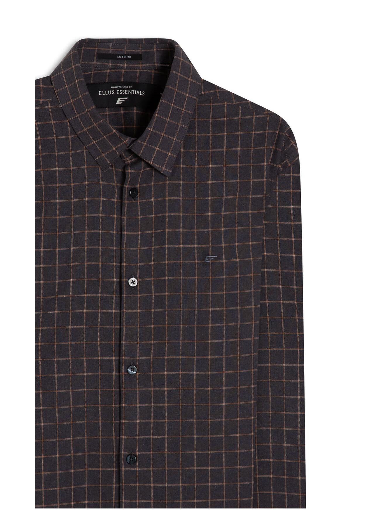 Camisa Linho Blend Xadrez Monza  Xangai Chumbo Mescla