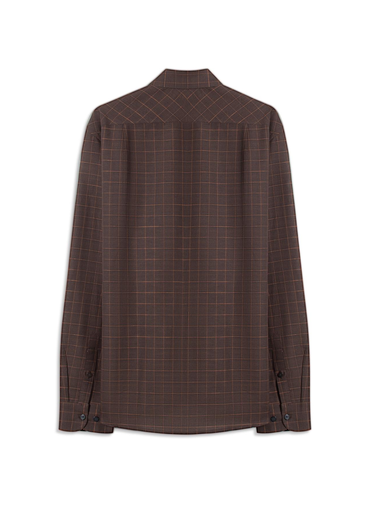 Camisa Linho Blend Xadrez Monza  Xangai Tabaco