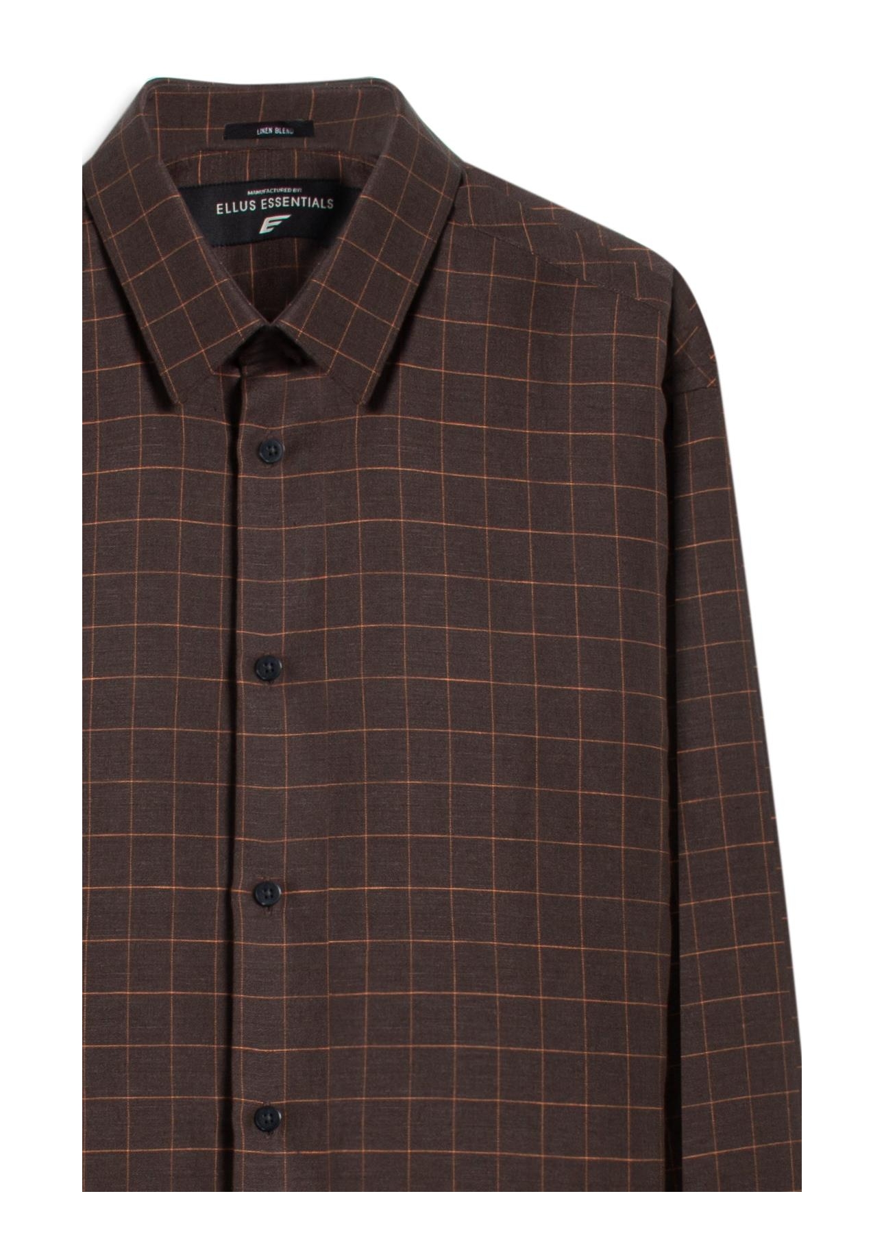 Camisa Linho Blend Xadrez Monza  Xangai Tabaco